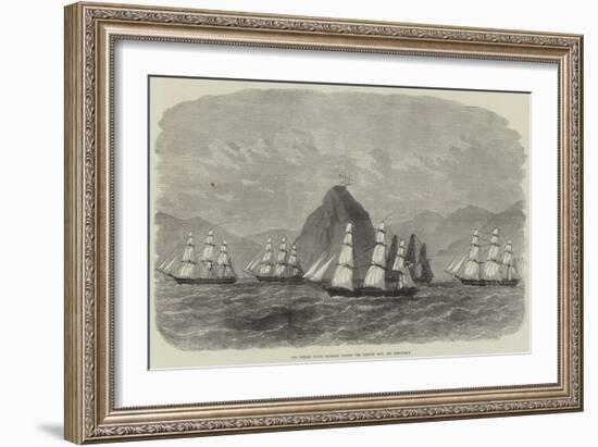 The British Flying Squadron Passing the Diamond Rock, Off Martinique-Edwin Weedon-Framed Giclee Print