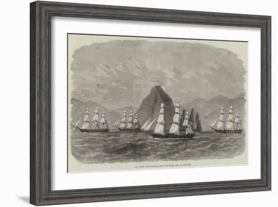 The British Flying Squadron Passing the Diamond Rock, Off Martinique-Edwin Weedon-Framed Giclee Print