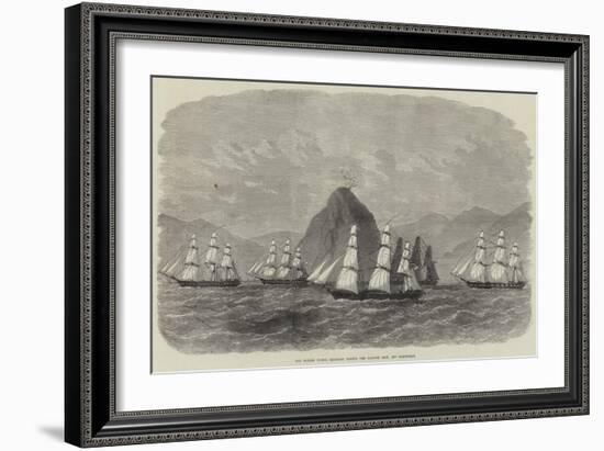 The British Flying Squadron Passing the Diamond Rock, Off Martinique-Edwin Weedon-Framed Giclee Print