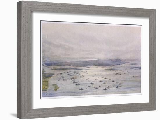 The British Grand Fleet Assembles at Scapa Flow-William Lionel Wyllie-Framed Art Print