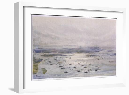 The British Grand Fleet Assembles at Scapa Flow-William Lionel Wyllie-Framed Art Print