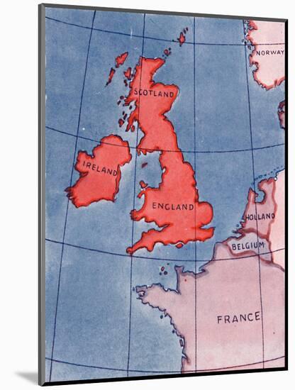 'The British Isles and France, Belgium and Holland at Noon in mid-summer', 1935-Unknown-Mounted Giclee Print