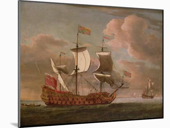 The British Man-O'-War `The Royal James' Flying the Royal Ensign Off a Coast-Willem Van De, The Younger Velde-Mounted Giclee Print