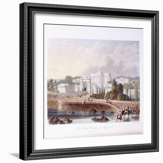 The British Residency at Hyderabad, 1813 ; 1830 (Hand-Coloured.)-Captain Robert M. Grindlay-Framed Giclee Print