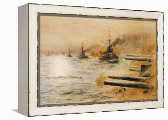 The British Second Division of Battleships Fire on the Germans at the Battle of Jutland-William Lionel Wyllie-Framed Premier Image Canvas