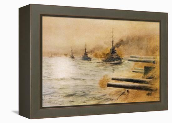 The British Second Division of Battleships Fire on the Germans at the Battle of Jutland-William Lionel Wyllie-Framed Premier Image Canvas