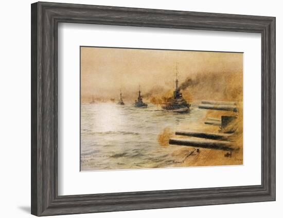 The British Second Division of Battleships Fire on the Germans at the Battle of Jutland-William Lionel Wyllie-Framed Photographic Print