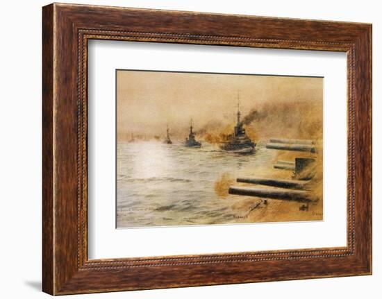 The British Second Division of Battleships Fire on the Germans at the Battle of Jutland-William Lionel Wyllie-Framed Photographic Print