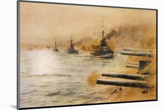 The British Second Division of Battleships Fire on the Germans at the Battle of Jutland-William Lionel Wyllie-Mounted Photographic Print