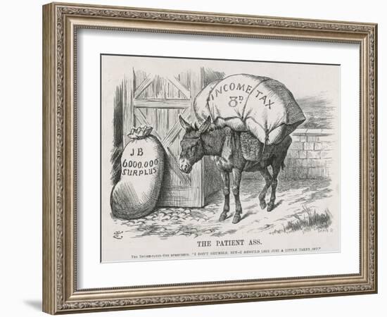 The British Taxpayer, The Patient Donkey, Groans Beneath the Weight of Income Tax-John Tenniel-Framed Art Print