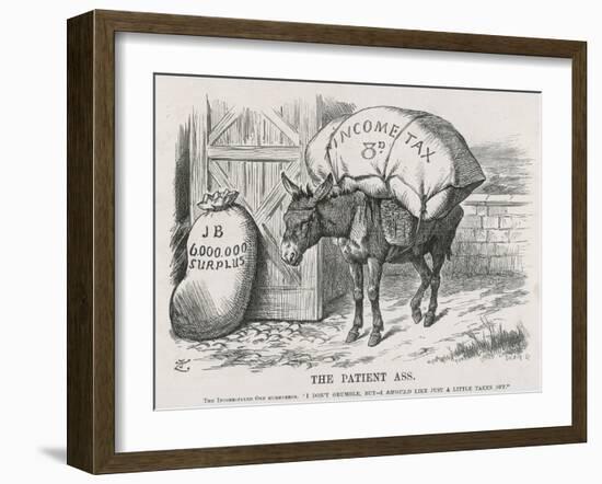 The British Taxpayer, The Patient Donkey, Groans Beneath the Weight of Income Tax-John Tenniel-Framed Art Print