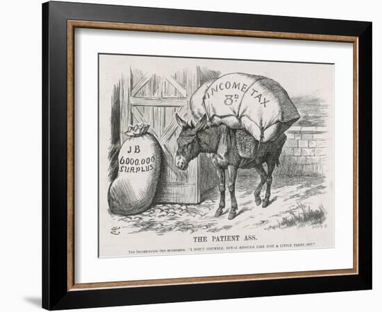 The British Taxpayer, The Patient Donkey, Groans Beneath the Weight of Income Tax-John Tenniel-Framed Art Print