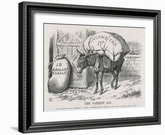 The British Taxpayer, The Patient Donkey, Groans Beneath the Weight of Income Tax-John Tenniel-Framed Art Print