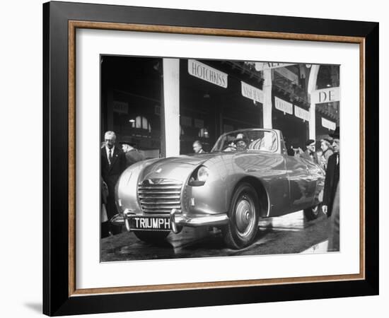 The British Triumph Roadster at the Paris Auto Show-Gordon Parks-Framed Photographic Print