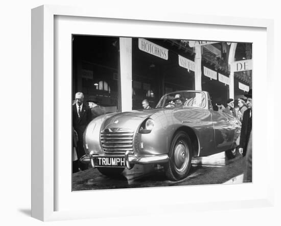 The British Triumph Roadster at the Paris Auto Show-Gordon Parks-Framed Photographic Print