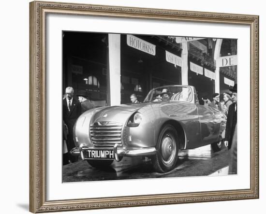 The British Triumph Roadster at the Paris Auto Show-Gordon Parks-Framed Photographic Print