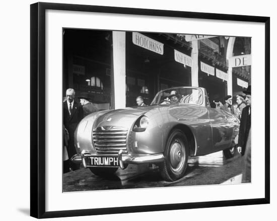 The British Triumph Roadster at the Paris Auto Show-Gordon Parks-Framed Photographic Print