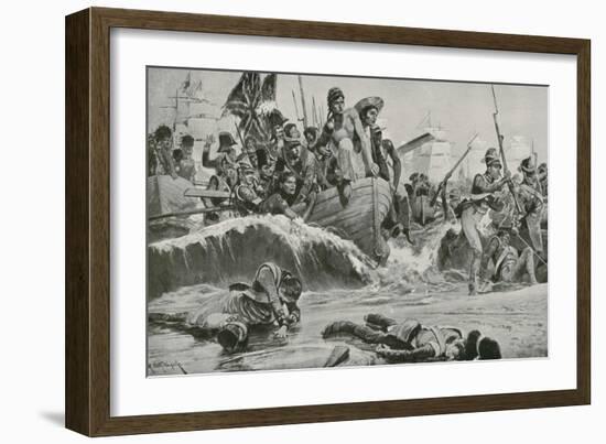 The British Troops Force a Landing at Aboukir Bay in Face of the French Batteries-Richard Caton Woodville II-Framed Giclee Print