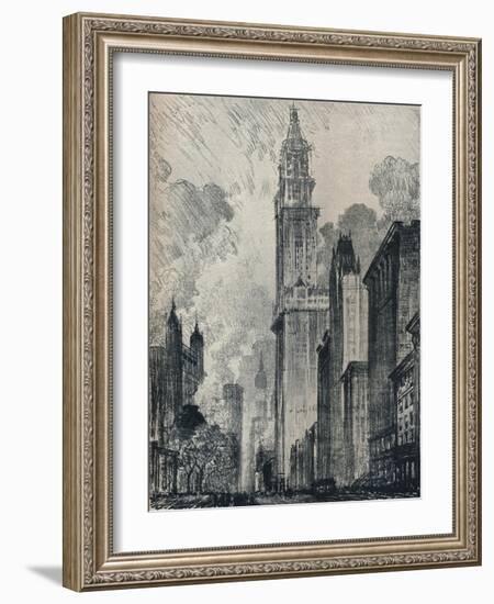 'The Broadway and the Woolworth Building, New York', 1912-Joseph Pennell-Framed Giclee Print