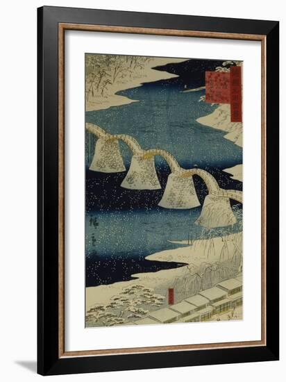 The Brocade Bridge in Snow-Ando Hiroshige-Framed Giclee Print