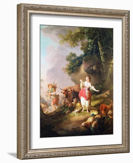 The Broken Eggs (Oil on Canvas)-Jean-Baptiste Huet-Framed Giclee Print