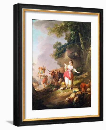 The Broken Eggs (Oil on Canvas)-Jean-Baptiste Huet-Framed Giclee Print