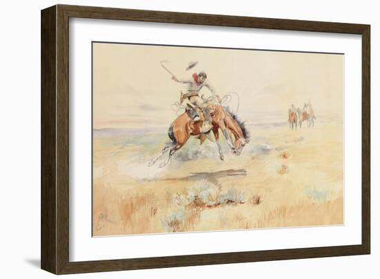 The Bronco Buster, 1894 (Watercolour and Pencil on Paper)-Charles Marion Russell-Framed Giclee Print