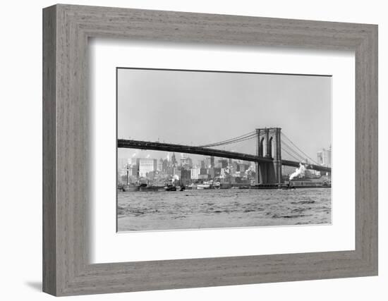 The Brooklyn Bridge Spans the East River, Ca. 1910-null-Framed Photographic Print