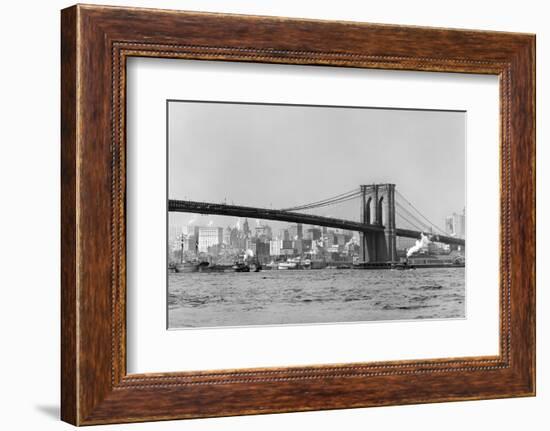 The Brooklyn Bridge Spans the East River, Ca. 1910-null-Framed Photographic Print