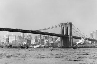 Early 1900's Brooklyn Bridge and NYC Skyline Vintage Photograph  11" x 17" Repro 