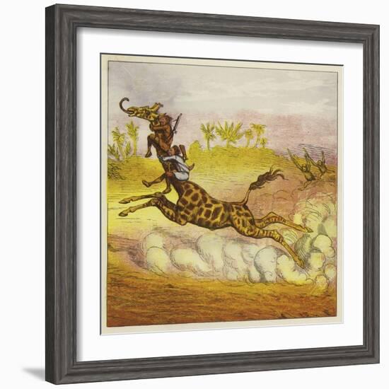 The Brothers Bold Escape the Gorillas by Riding a Giraffe-Ernest Henry Griset-Framed Giclee Print