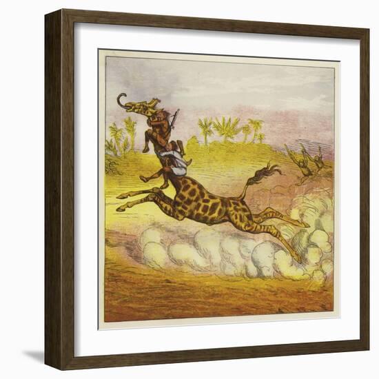 The Brothers Bold Escape the Gorillas by Riding a Giraffe-Ernest Henry Griset-Framed Giclee Print