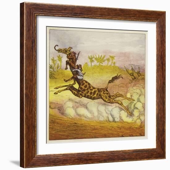 The Brothers Bold Escape the Gorillas by Riding a Giraffe-Ernest Henry Griset-Framed Giclee Print