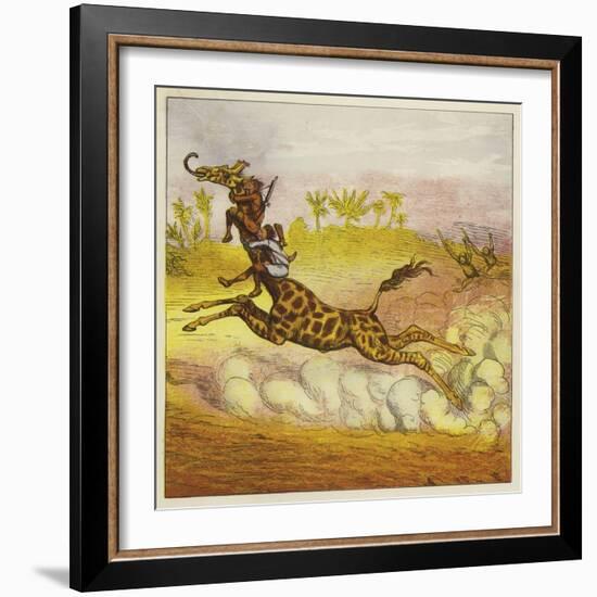 The Brothers Bold Escape the Gorillas by Riding a Giraffe-Ernest Henry Griset-Framed Giclee Print