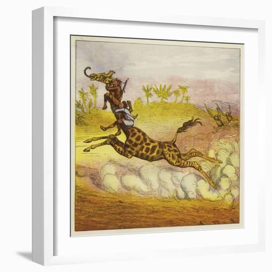 The Brothers Bold Escape the Gorillas by Riding a Giraffe-Ernest Henry Griset-Framed Giclee Print
