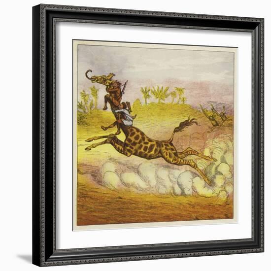 The Brothers Bold Escape the Gorillas by Riding a Giraffe-Ernest Henry Griset-Framed Giclee Print