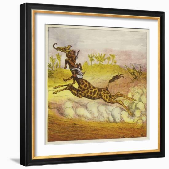 The Brothers Bold Escape the Gorillas by Riding a Giraffe-Ernest Henry Griset-Framed Giclee Print