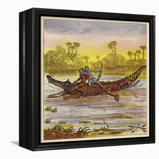 The Brothers Bold Travelling on the Nile by Crocodile-Ernest Henry Griset-Framed Premier Image Canvas