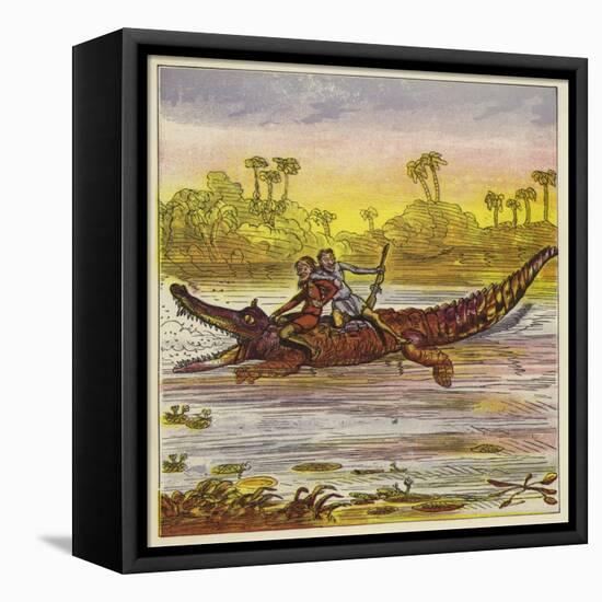 The Brothers Bold Travelling on the Nile by Crocodile-Ernest Henry Griset-Framed Premier Image Canvas