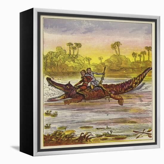 The Brothers Bold Travelling on the Nile by Crocodile-Ernest Henry Griset-Framed Premier Image Canvas