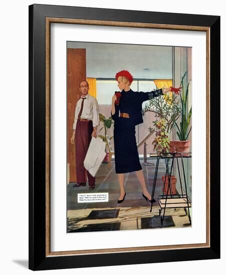 The Brute Next Door  - Saturday Evening Post "Leading Ladies", October 9, 1954 pg.22-Austin Briggs-Framed Giclee Print