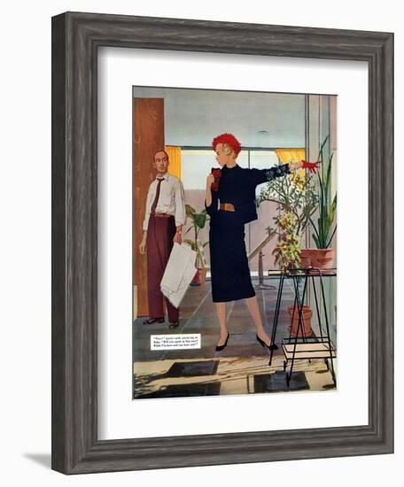 The Brute Next Door  - Saturday Evening Post "Leading Ladies", October 9, 1954 pg.22-Austin Briggs-Framed Giclee Print