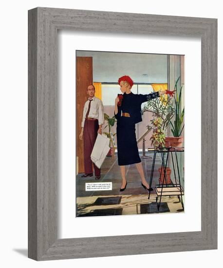 The Brute Next Door  - Saturday Evening Post "Leading Ladies", October 9, 1954 pg.22-Austin Briggs-Framed Giclee Print