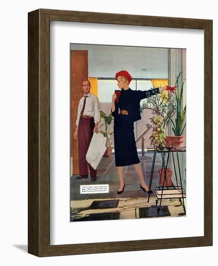 The Brute Next Door  - Saturday Evening Post "Leading Ladies", October 9, 1954 pg.22-Austin Briggs-Framed Giclee Print