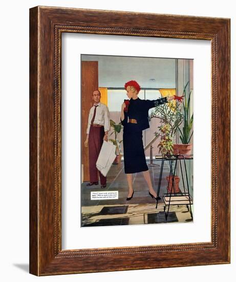 The Brute Next Door  - Saturday Evening Post "Leading Ladies", October 9, 1954 pg.22-Austin Briggs-Framed Giclee Print