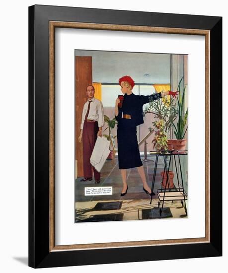 The Brute Next Door  - Saturday Evening Post "Leading Ladies", October 9, 1954 pg.22-Austin Briggs-Framed Giclee Print