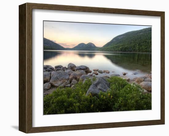 The Bubbles and Jordan Pond in Acadia National Park, Maine, USA-Jerry & Marcy Monkman-Framed Photographic Print