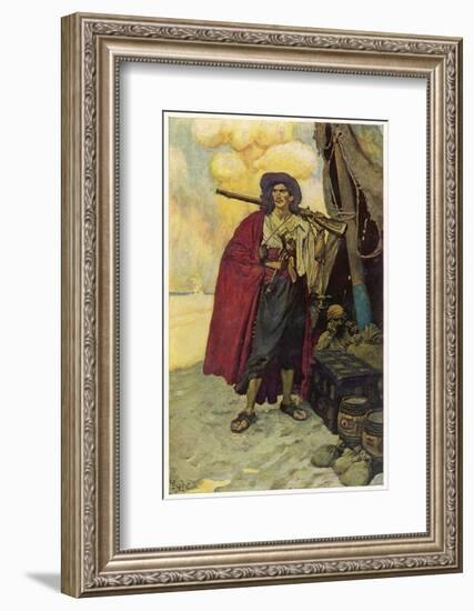 The Buccaneer, as He Lives on in Legend Waiting to be Re- Enacted by Errol Flynn or Burt Lancaster-Howard Pyle-Framed Photographic Print