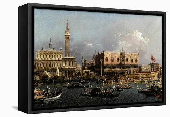 The Bucintoro at the Molo on Ascension Day-Canaletto-Framed Premier Image Canvas