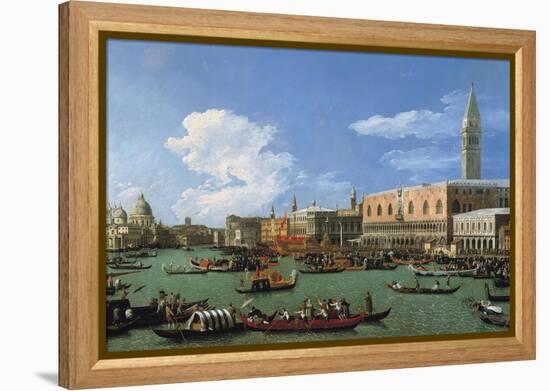 The Bucintoro Preparing to Leave the Molo on Ascension Day-Canaletto-Framed Premier Image Canvas